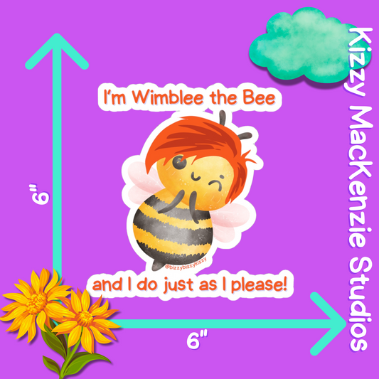Wimblee the Bee Kiss-Cut Stickers Honey Bee Stickers for Kids Nature Lover Stickers Funny Stickers for Kids