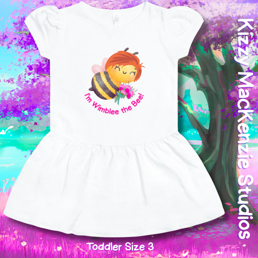 Wimblee the Bee Toddler Rib Dress Size 3 Honey Bee and Flowers Gift for Girl Red Haired Character