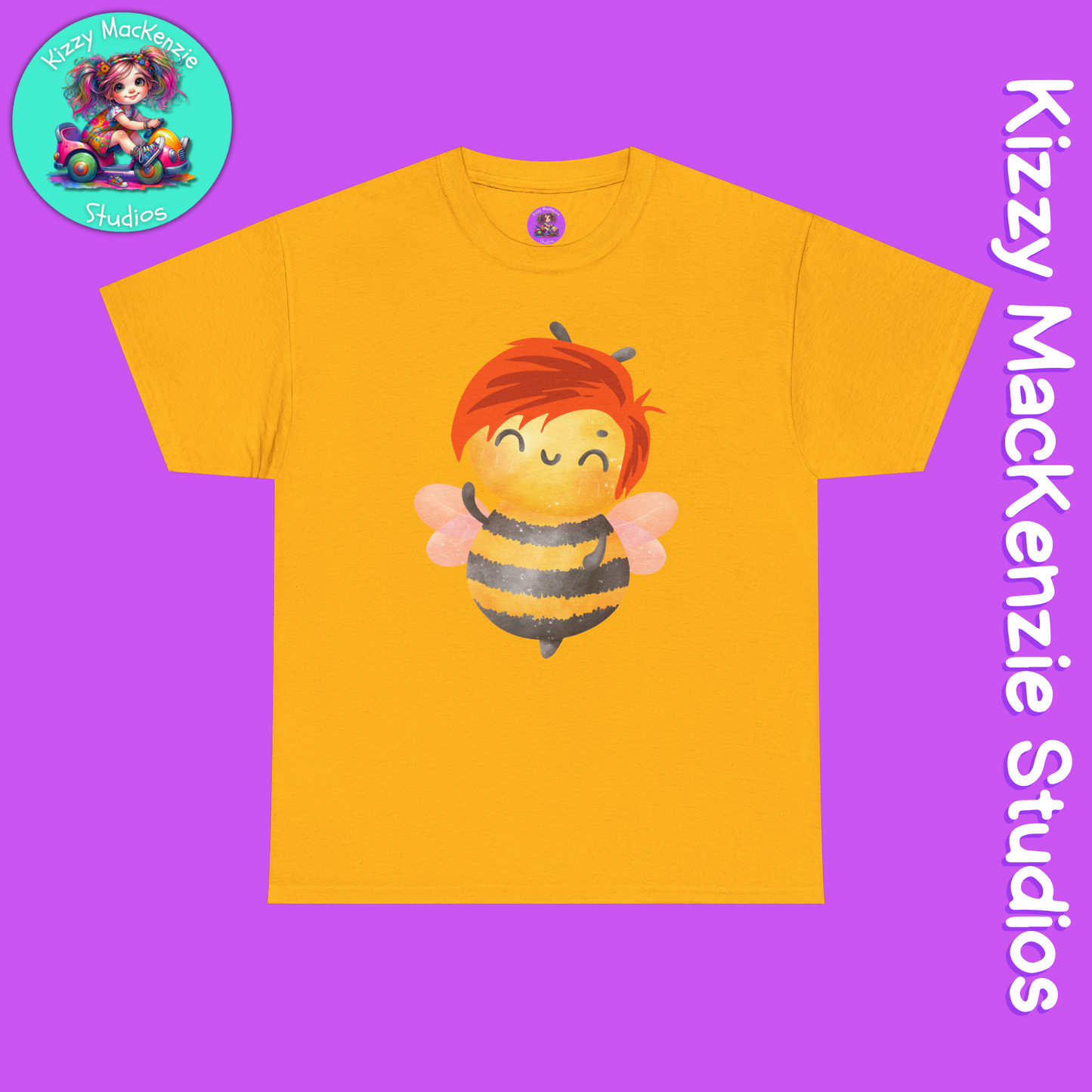 Wimblee the Bee Cute Honey Bee Tee Red-Haired Gift Nature Lover Gift for Him or Her Adult Unisex Heavy Cotton Tee