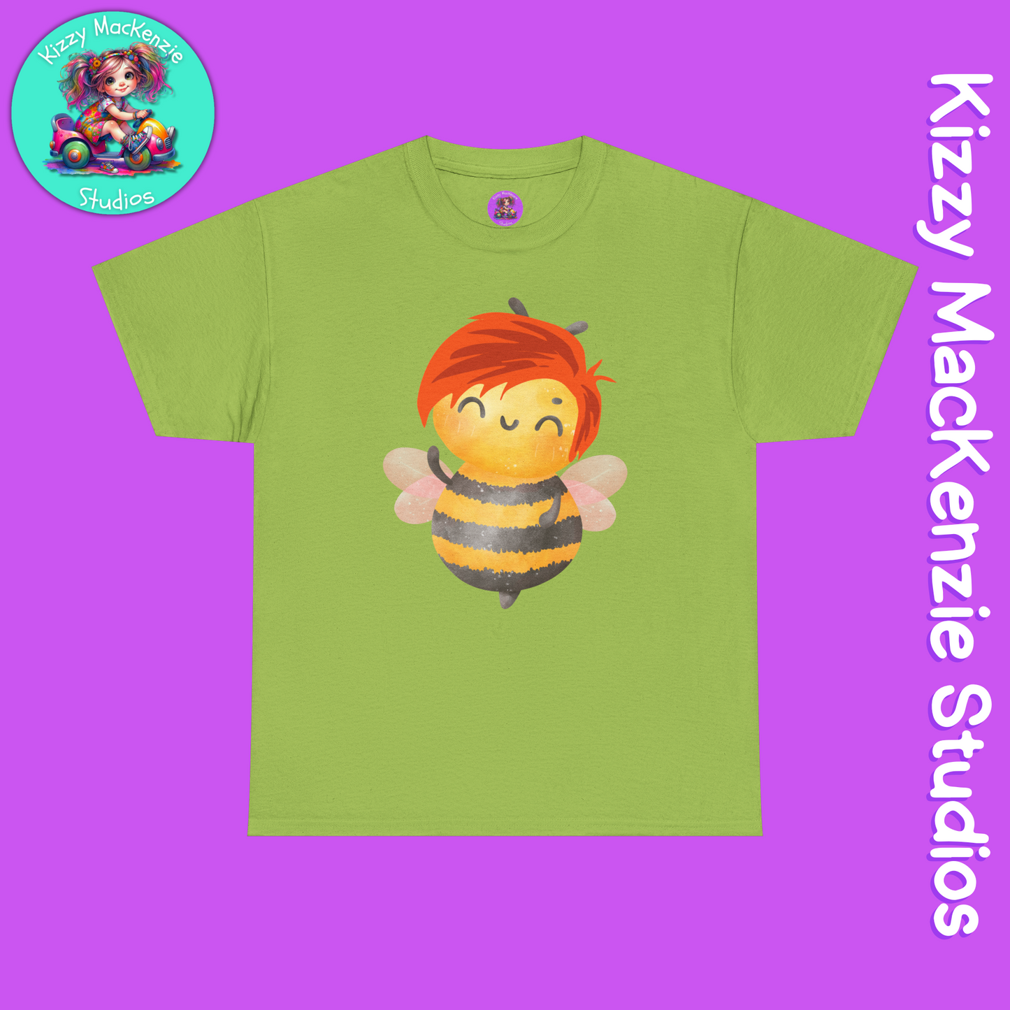Wimblee the Bee Cute Honey Bee Tee Red-Haired Gift Nature Lover Gift for Him or Her Adult Unisex Heavy Cotton Tee