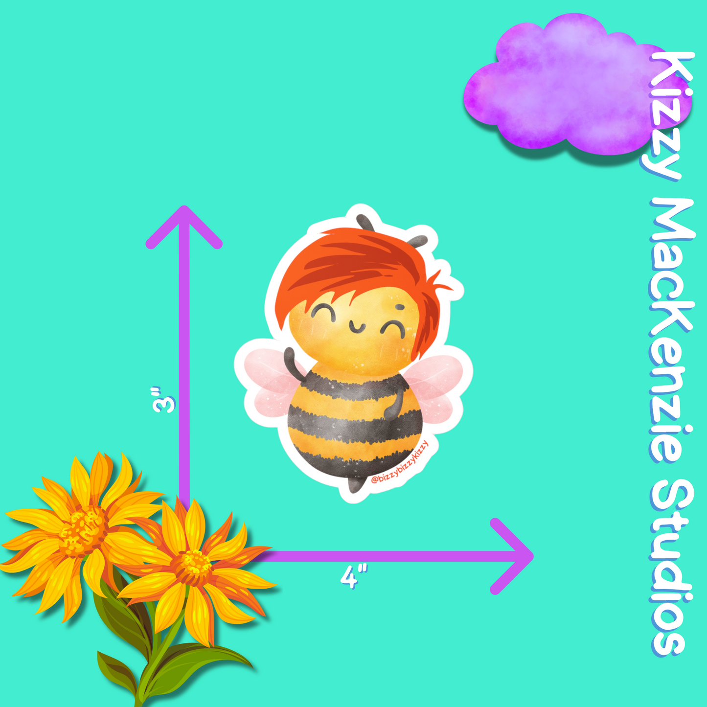 Wimblee the Bee Decal Colorful Honey Bee Kiss-Cut Vinyl Decals Cute Bee Art Gift
