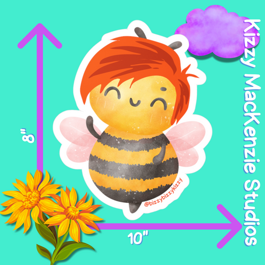 Wimblee the Bee Decal Colorful Honey Bee Kiss-Cut Vinyl Decals Cute Bee Art Gift
