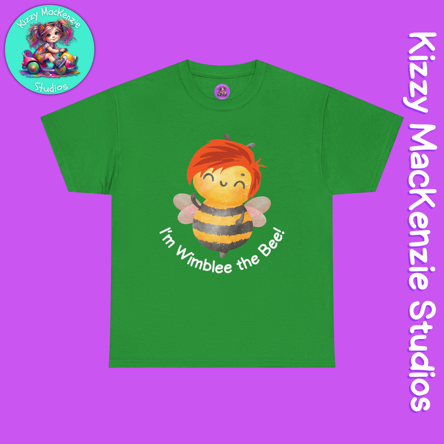 Wimblee the Bee Shirt Cute Honey Bee Tee Short Sleeve Shirt Redhead Gift for Him or Her Environment Shirt Adult Unisex Heavy Cotton Tee