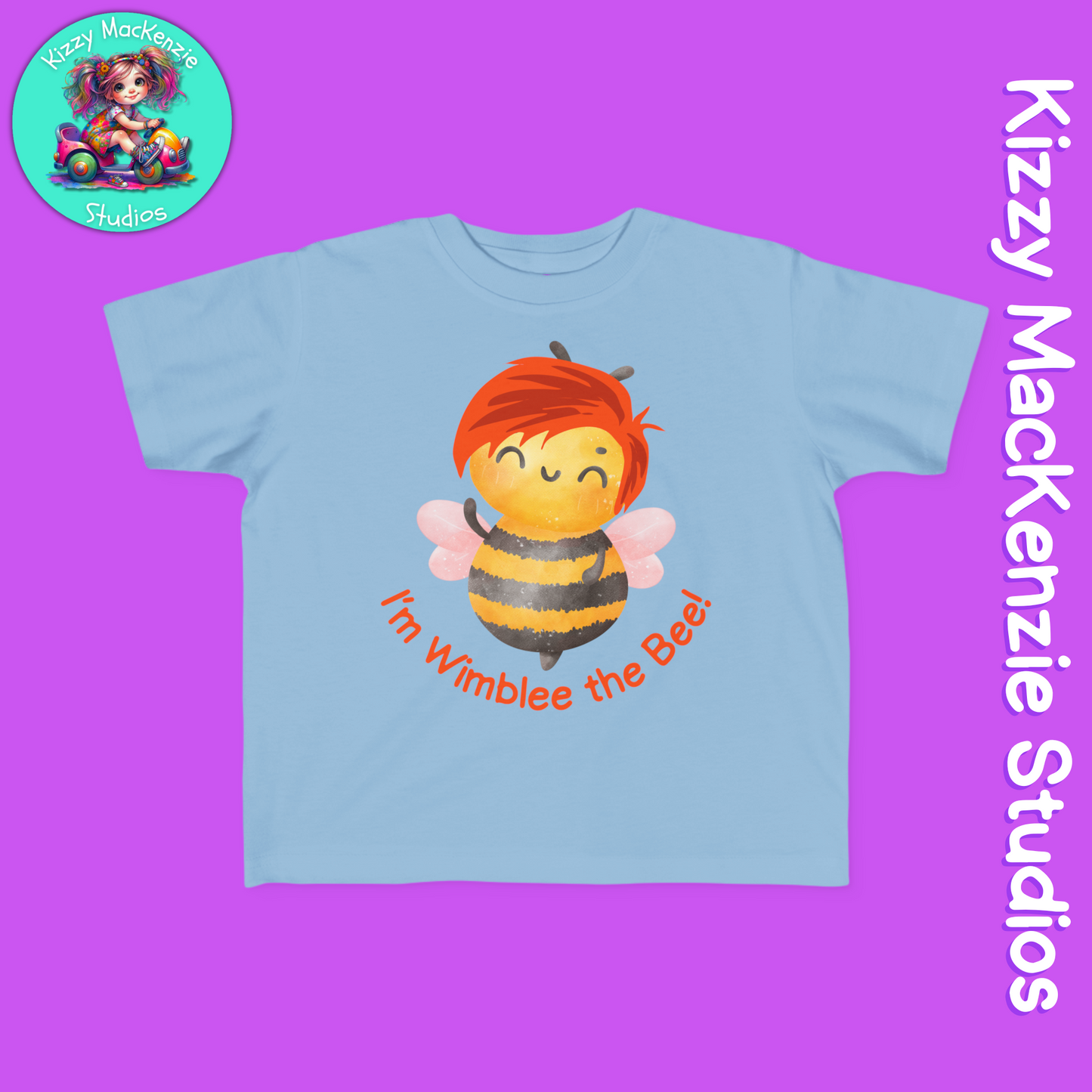 Wimblee the Bee Shirt Colorful Honey Bee Red-Haired Gift for Child Fine Jersey Tee for Toddler Clothes