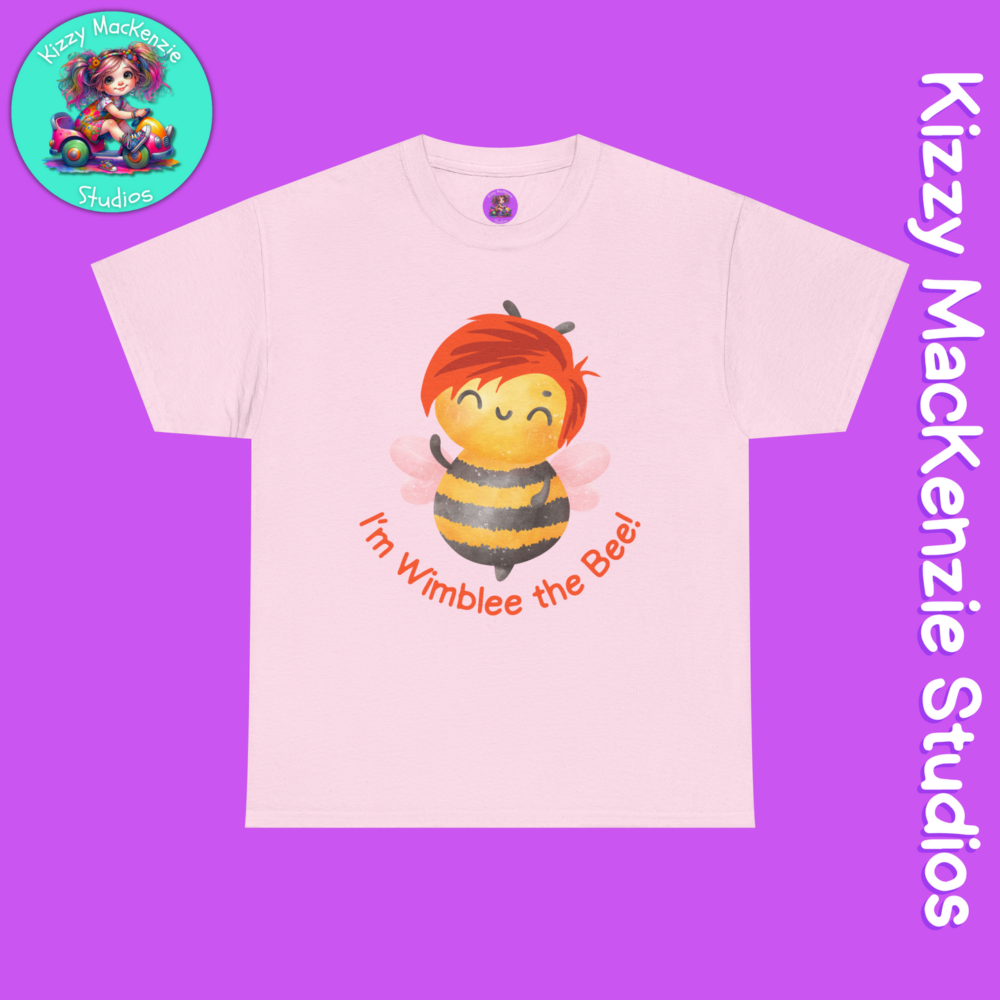 Wimblee the Bee Shirt Cute Honey Bee Tee Short Sleeve Shirt Redhead Gift for Him or Her Environment Shirt Adult Unisex Heavy Cotton Tee