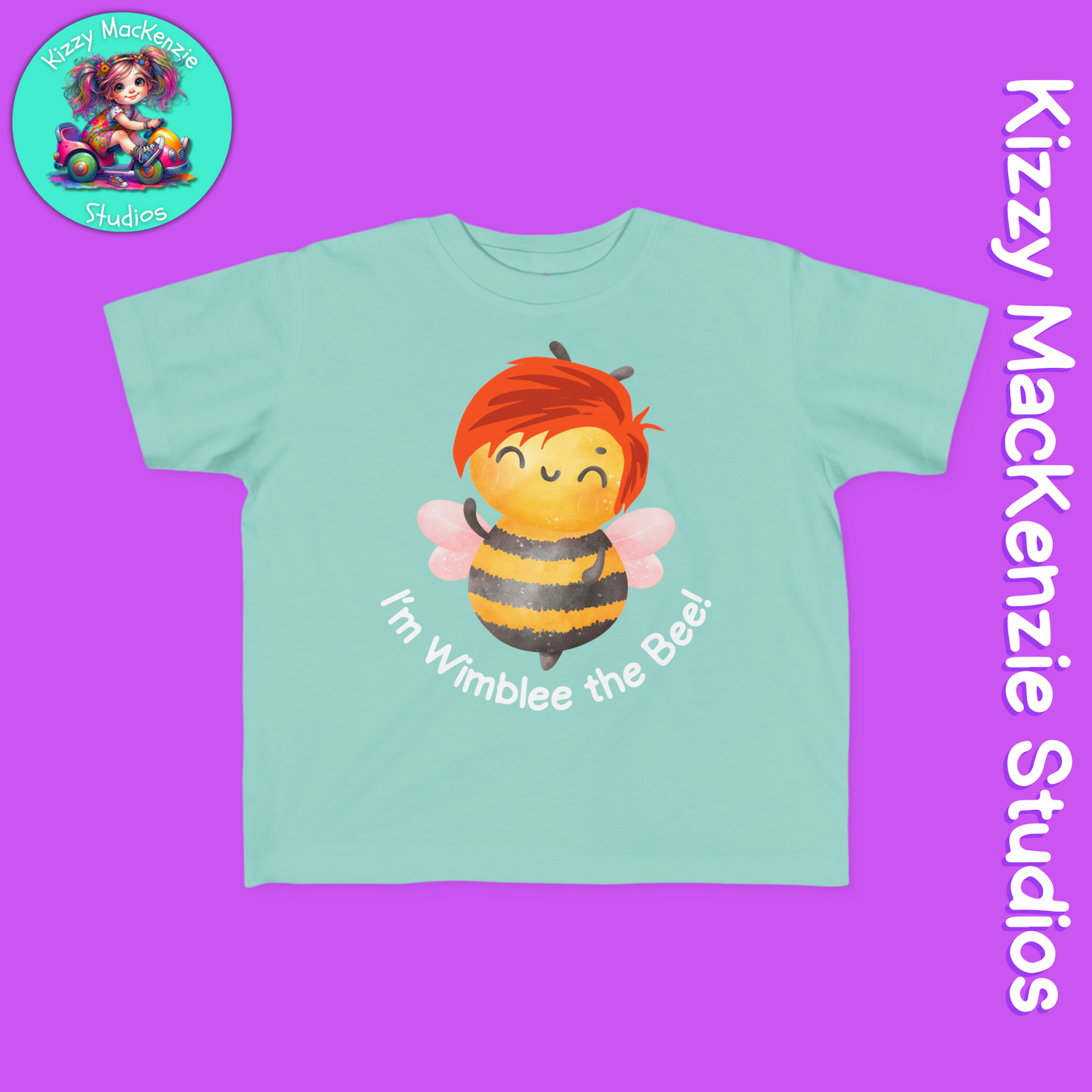 Wimblee the Bee Shirt Colorful Honey Bee Red-Haired Gift for Child Fine Jersey Tee for Toddler Clothes