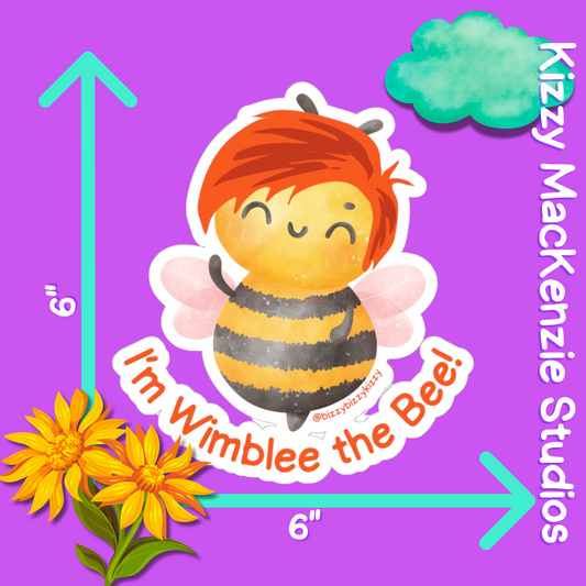 Wimblee the Bee Kiss-Cut Stickers Cute Honey Bee Stickers Insect Stickers for Kids Funny Bee Art
