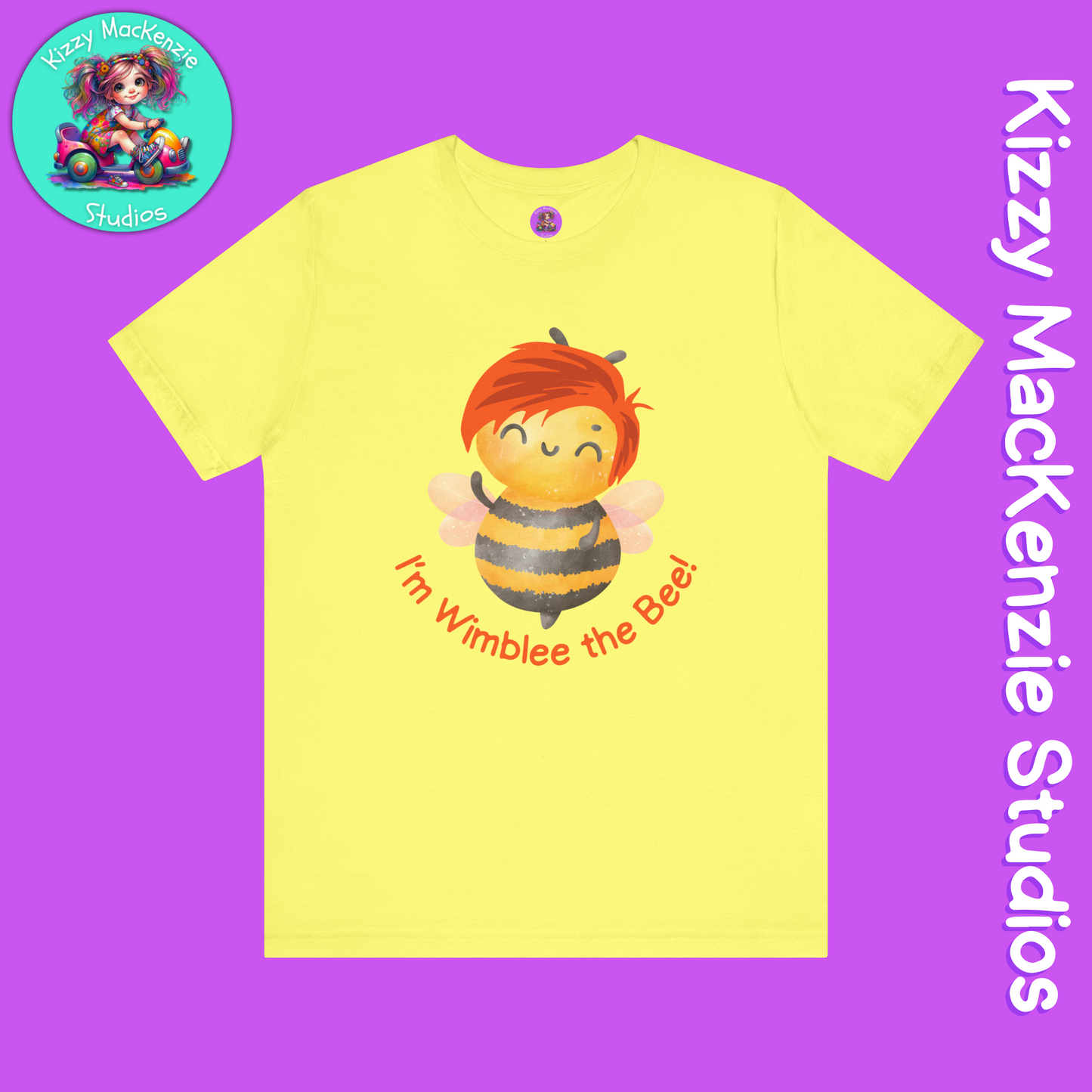 Wimblee the Bee Tee Shirt Red-Haired Honey Bee Gift for Him or Her Colorful Nature Art Adult Unisex Jersey Short Sleeve T-Shirt