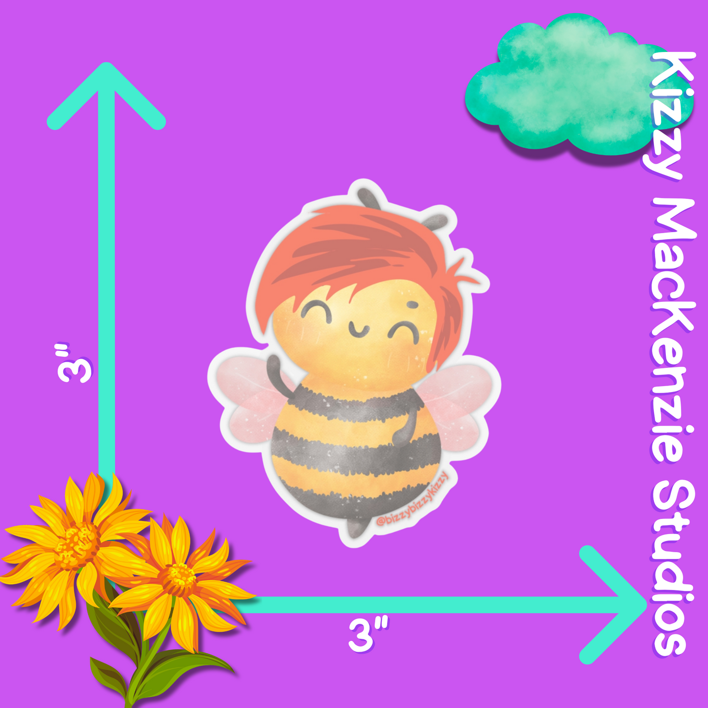 Wimblee the Bee Kiss-Cut Stickers Pollinator Stickers Honey Bee Conservation Stickers for Kids Colorful Bee Art