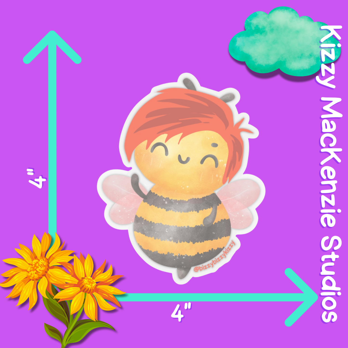 Wimblee the Bee Kiss-Cut Stickers Pollinator Stickers Honey Bee Conservation Stickers for Kids Colorful Bee Art