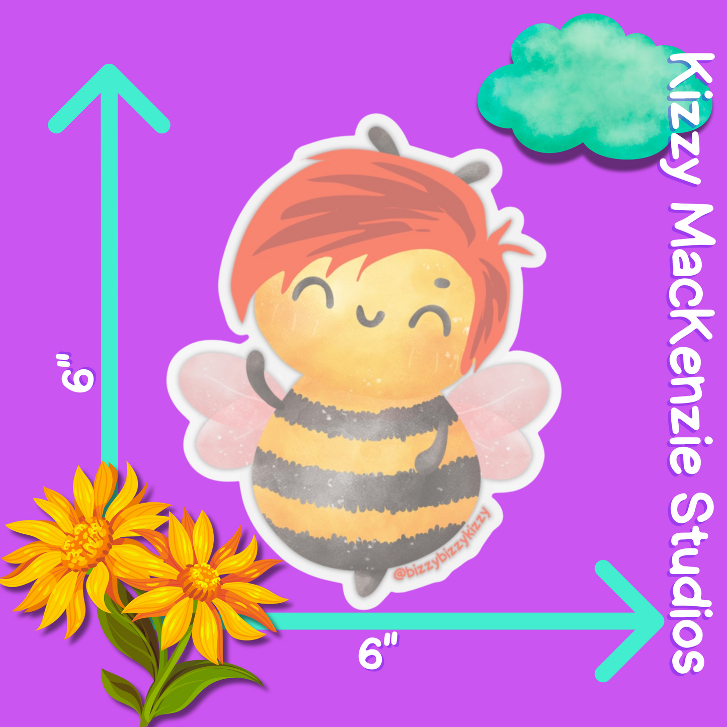 Wimblee the Bee Kiss-Cut Stickers Pollinator Stickers Honey Bee Conservation Stickers for Kids Colorful Bee Art