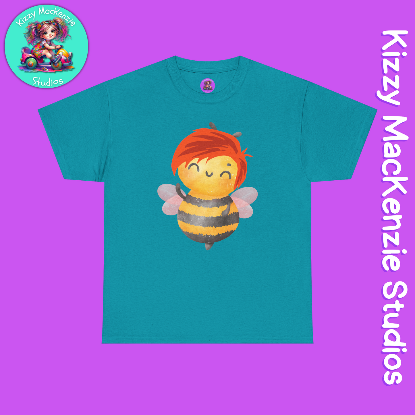 Wimblee the Bee Cute Honey Bee Tee Red-Haired Gift Nature Lover Gift for Him or Her Adult Unisex Heavy Cotton Tee