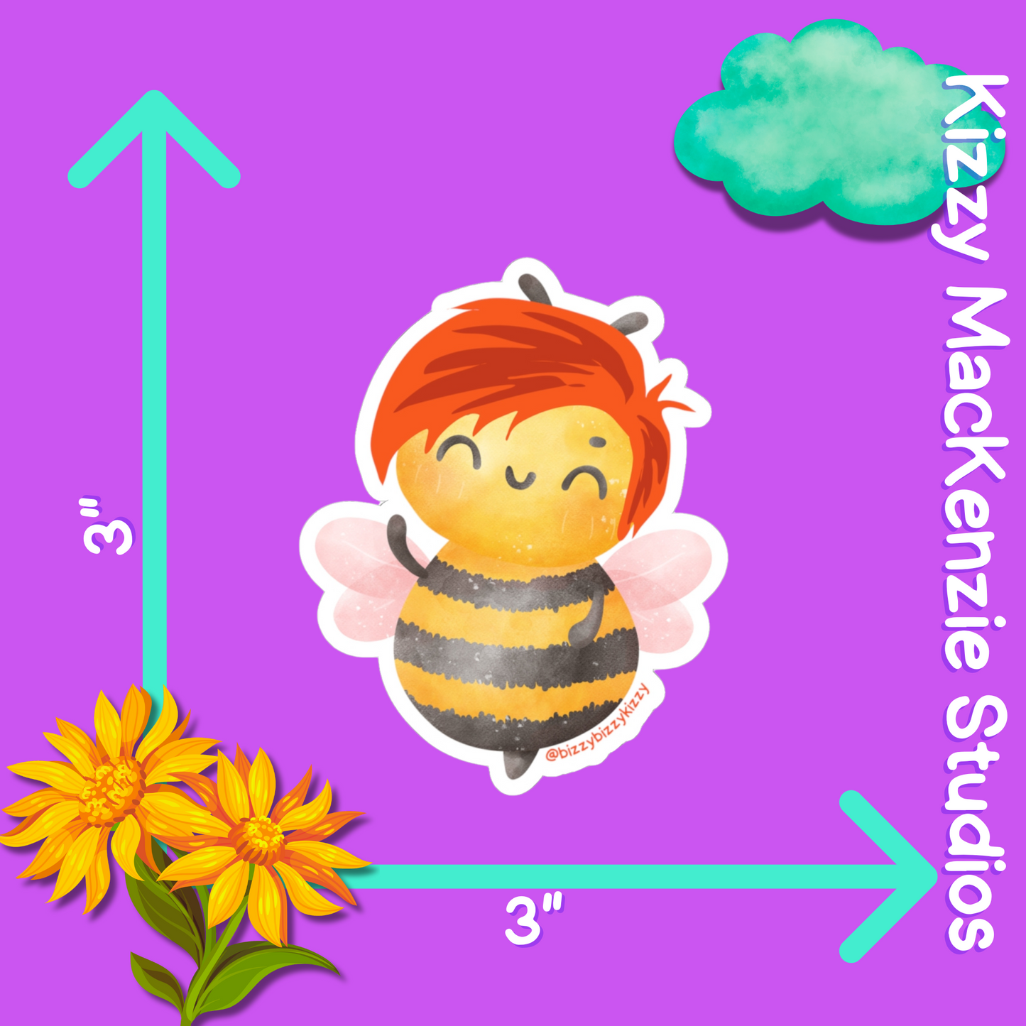 Wimblee the Bee Kiss-Cut Stickers Pollinator Stickers Honey Bee Conservation Stickers for Kids Colorful Bee Art
