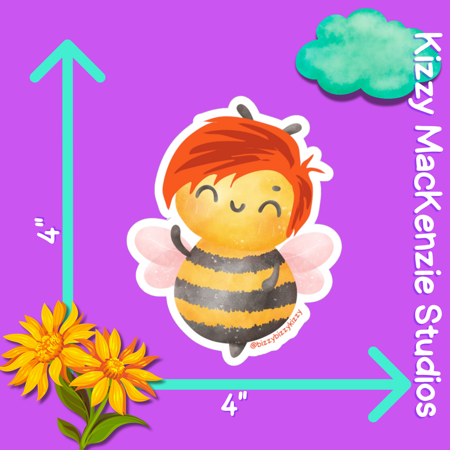 Wimblee the Bee Kiss-Cut Stickers Pollinator Stickers Honey Bee Conservation Stickers for Kids Colorful Bee Art