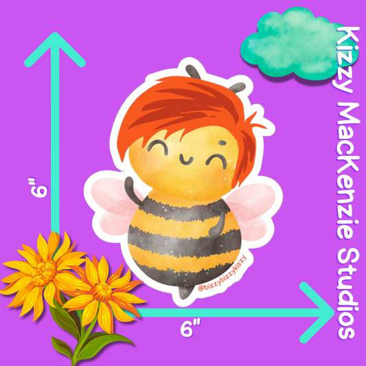 Wimblee the Bee Kiss-Cut Stickers Pollinator Stickers Honey Bee Conservation Stickers for Kids Colorful Bee Art